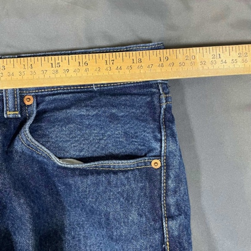 Levis 501 Original Fit Mens Jeans 40x34 (38x31) Pleated Dark Wash Blue Denim - Picture 4 of 7